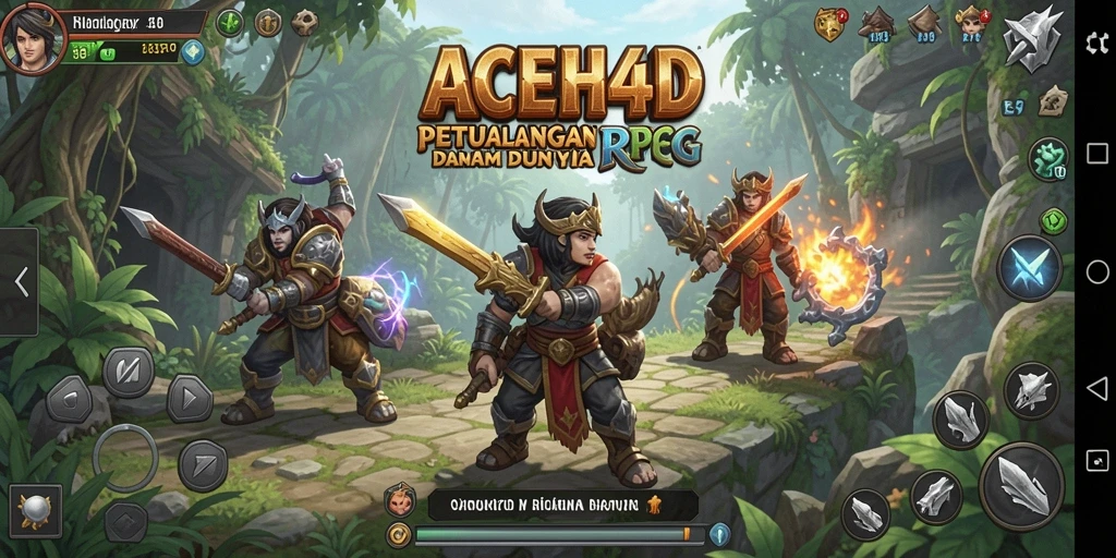Menampilkan aksi pertempuran yang intens dalam game RPG ACEH4D.