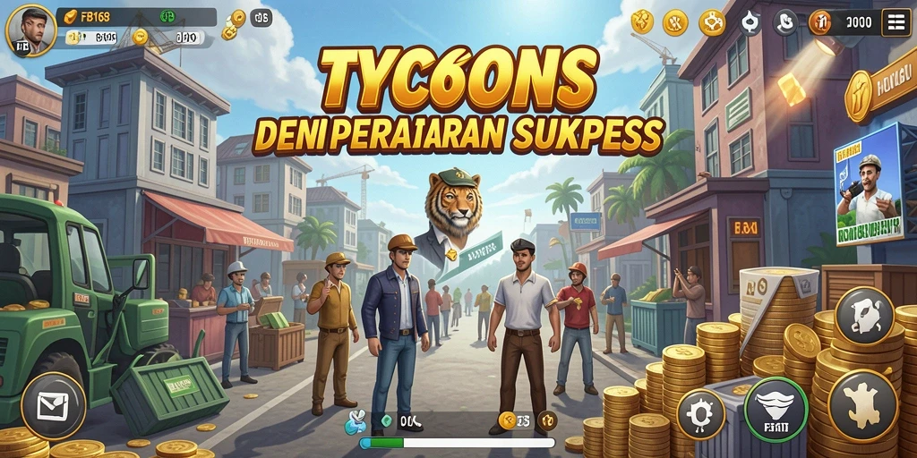 Screenshot game FB168 yang menunjukkan antarmuka pengelolaan bisnis Tycoon.