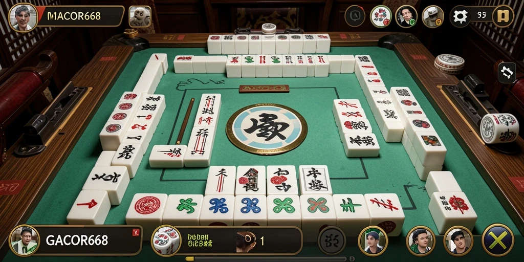 Screenshot gameplay GACOR668 menampilkan suasana permainan Mahjong yang seru.