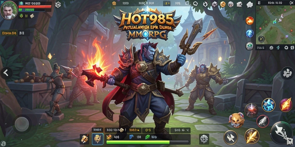 Screenshot gameplay HOT985 dengan aksi seru dalam pertempuran MMORPG.