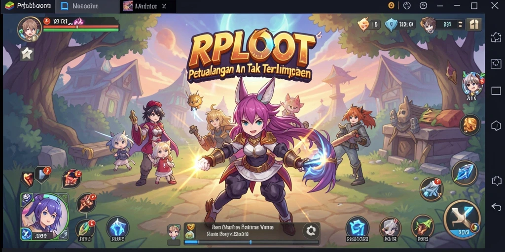 Screenshot gameplay RPLOOT menampilkan karakter Anime yang dinamis dan menarik.